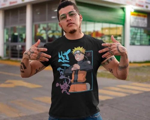 Vista 2 de Ripple Junction Naruto Shippuden Naruto Kanji Frame - Camiseta unisex de cuello redondo para adulto