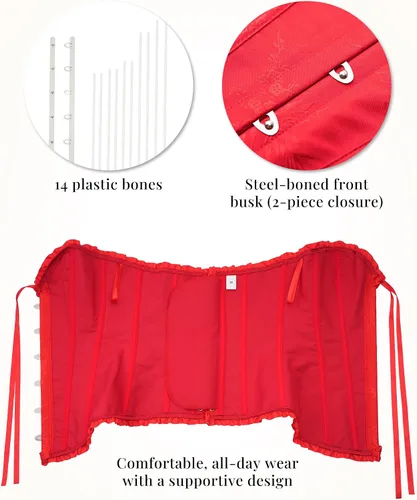 Vista 108 de SZIVYSHI Corsé para mujer, lencería moldeadora, body con cintura de encaje