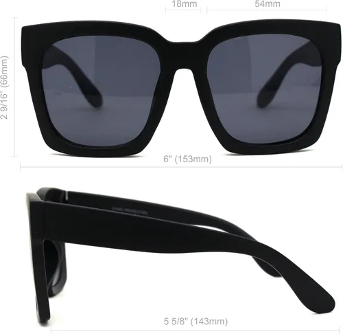 Vista 8 de Gafas de sol de plástico grueso con borde de cuernos de gran tamaño XXL para mujer