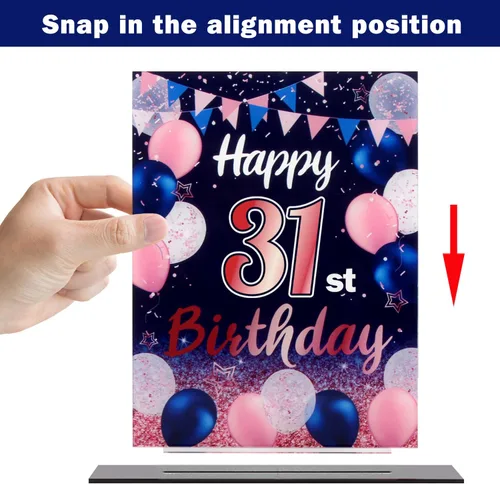 Vista 165 de LINGTEER Decoraciones de feliz cumpleaños número 11, 2 piezas de soporte de acrílico con impresión de pie rosa y azul, tablero de telón de fondo