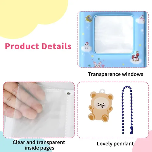 Vista 3 de Carpeta Kpop de 3 pulgadas, mini álbum de fotos, carpeta de tarjetas fotográficas Kpop, soporte cuadrado hueco para tarjetas de fotos, álbum Kpop 40