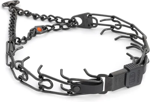 Vista 12 de Collar para Perro Herm Sprenger de Acero Inoxidable Negro con Hebilla de Liberación Rápida ClicLock y Inserción de Biothane Collar de Entrenamiento
