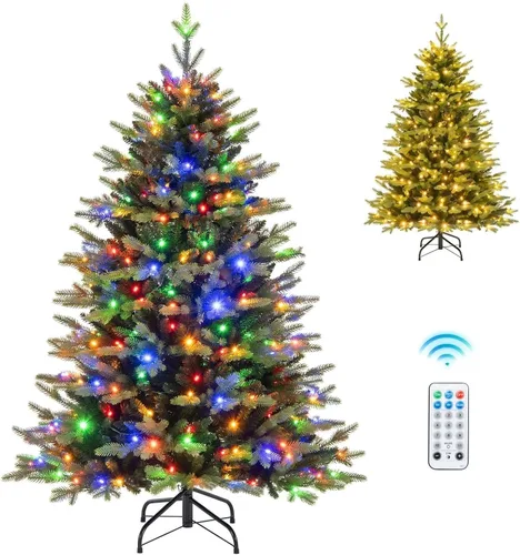 Vista 10 de COSTWAY Árbol de Navidad artificial de 5 pies con 11 modos de iluminación