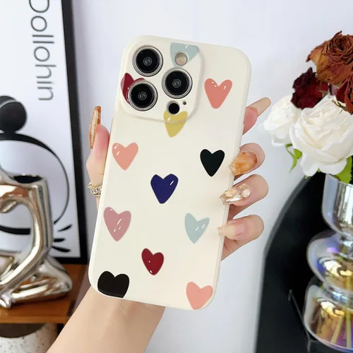 Vista 8 de Funda protectora para iPhone 12 para mujeres y niñas, diseño lindo de silicona suave, protección de cámara con forma de corazón, para iPhone 12