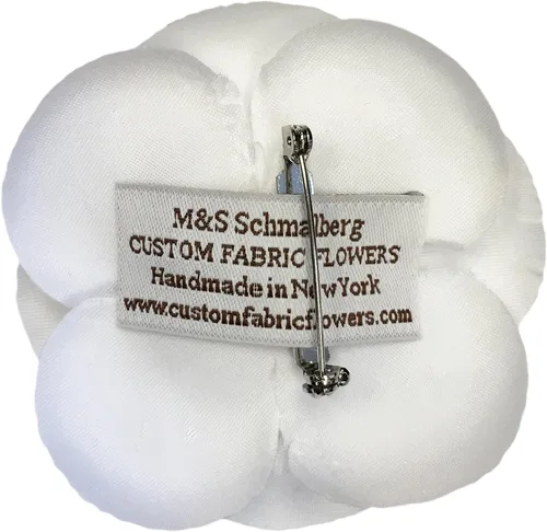 Vista 2 de Blanco Satén de seda Camellia broche Pin