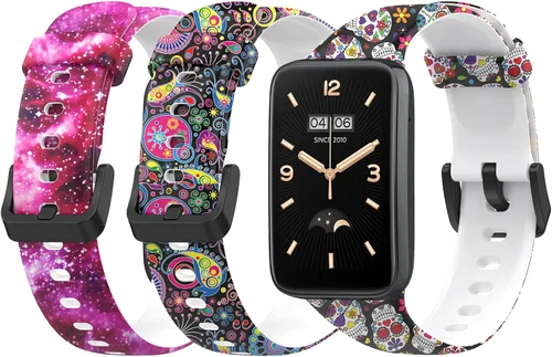 Vista 12 de Lijinlan Bandas de repuesto compatibles con Xiaomi Mi Band 7 Pro Strap mujeres hombres, impresión colorida linda piel floral suave flexible silicona
