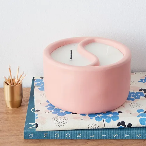 Vista 9 de Paddywax Velas de cerámica Yin Yang rosa polvoriento, 11 onzas