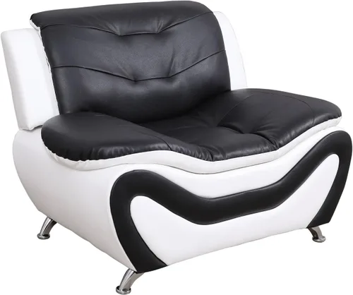 Vista 9 de Beverly Fine Furniture Juego de sofá moderno Aldo de 3 piezas, negro/blanco
