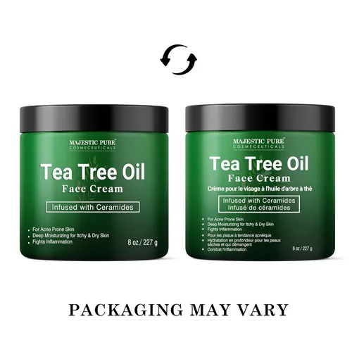 Vista 8 de Majestic Pure Crema facial con aceite de árbol de té Crema para piel seca y con picazón, acné, cicatrices, crema facial hidratante de día y noche