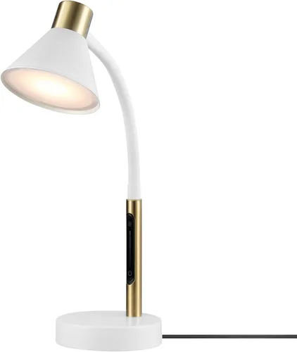 Vista 10 de Globe Electric 62000036 Lámpara de escritorio LED de 15" con abrazadera integrada, color negro mate, cuello de cisne de silicona ajustable