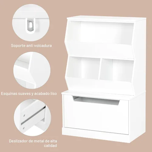 Vista 6 de UTEX Organizador de almacenamiento de juguetes para niños, estantería para niños y estantería con cajón, compartimento de almacenamiento abierto