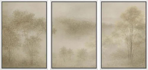 Vista 22 de SIGNWIN Lienzo enmarcado para pared, juego de arte de campos pastorales, flores silvestres, campo rústico, paisaje, floral, ilustraciones modernas