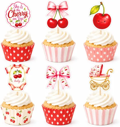 Vista 9 de ALISSAR 36 piezas de adornos para cupcakes de Apple Baby Shower