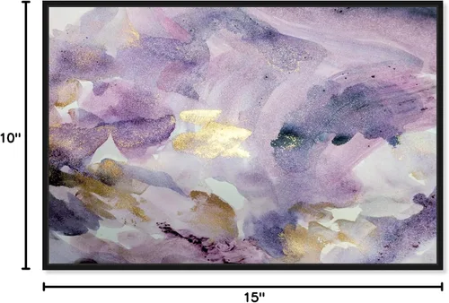 Vista 9 de The Oliver Gal Artist Co. Lienzo enmarcado abstracto para pared, diseño de amatista, acuarela para decoración del hogar, 15 x 10 pulgadas, morado