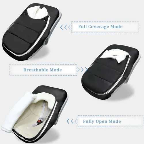 Vista 4 de Funda de asiento de automóvil para bebé, invierno, impermeable, para recién nacido, resistente al viento, funda de asiento de automóvil para bebé