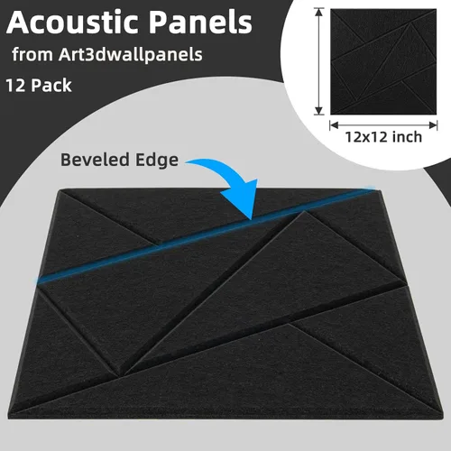 Vista 2 de Art3dwallpanels Paquete de 12 Paneles Acústicos de 12" X 12" Paneles de Pared Insonorizantes Autoadhesivos Amortiguadores de Sonido, Decoración
