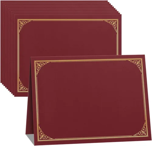 Vista 10 de SUNEE 10 paquetes de soportes para certificados negros, 250gsm, para certificados de premio de 8.5x11, cubiertas de certificados con borde de lámina