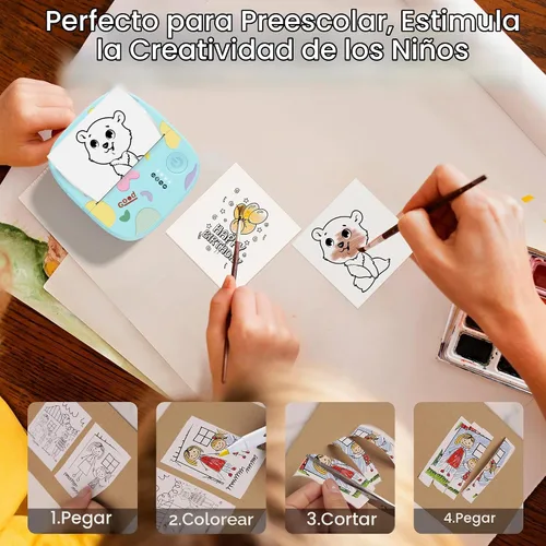 Vista 5 de Mini impresora portátil de calcomanías, mini impresora térmica con 3 rollos de papel, cápsulas de impresión sin tinta Bluetooth, etiquetadora