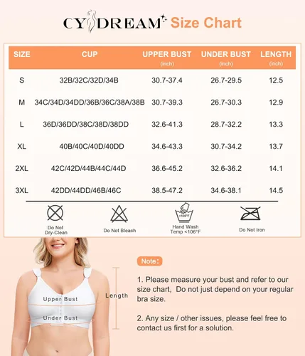 Vista 6 de CYDREAM Sujetador de compresión inalámbrica con cierre frontal para mujer, soporte poscirugía con correas ajustables, espalda suave