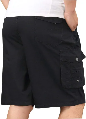 Vista 2 de Pantalones cortos de sarga de algodón ligero para hombre, con cintura elástica y cordón