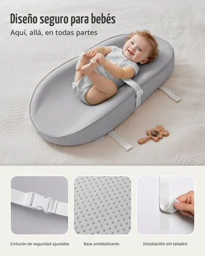 Vista 4 de Blissful Diary Cambiador de bebé de cuero vegano con cubierta de poliuretano impermeable y fácil de limpiar, tamaño aguacate, cómodo cambiador