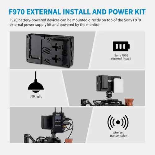 Vista 6 de FEELWORLD 1600Nit 4k Ultra Brillante Cámara Video Monitor 5.5 Pulgadas HDMI Pantalla Táctil DSLR Monitor de Campo 1920x1200 IPS F970 Kit
