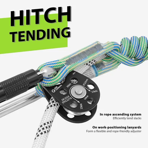 Vista 6 de GM CLIMBING Kit de polea de tendido de enganche para sistema de escalada de cuerda doblada, unidad básica de transporte general, buje de polea