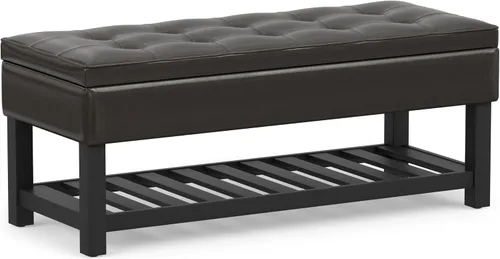 Vista 22 de SIMPLIHOME Cosmopolitan - Otomana rectangular con aspecto de lino de 44 Cloud gris