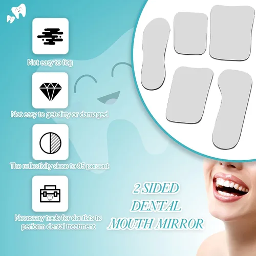 Vista 4 de 5 Piezas Espejo Dental Intraoral Reflector Oclusal para Fotografía Intraoral Espejo de 2 Lados Vidrio Plateado Intraoral para Foto Dental