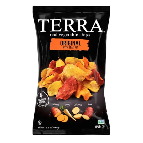 Vista 7 de Terra Chips de verduras, chips originales con sal marina, 6.8 onzas, (paquete de 2)