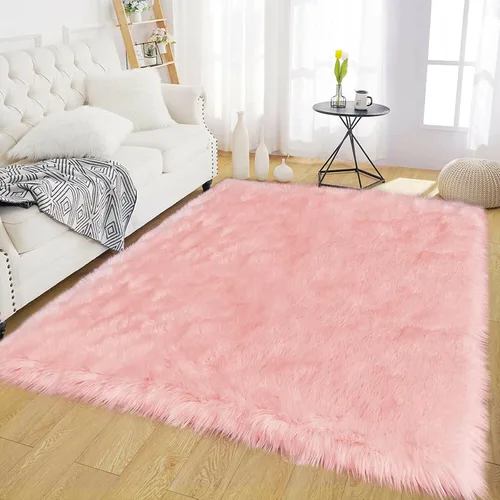 Vista 43 de Latepis - Alfombra rectangular de piel sintética tipo lana de oveja suave y esponjosa de estilo bohemio para sala de estar, dormitorio y residencias