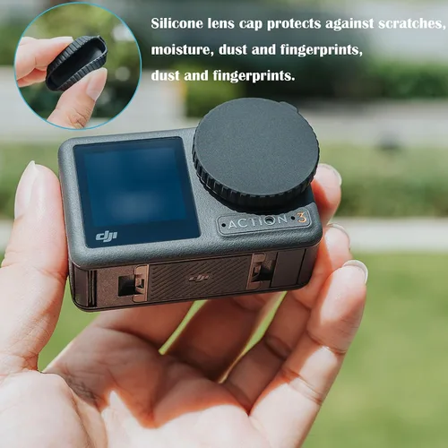 Vista 7 de PCTC Protector de pantalla para cámara DJI OSMO Action 4, protector de lente Osmo Action 4 + película de pantalla LCD de vidrio templado + cubierta