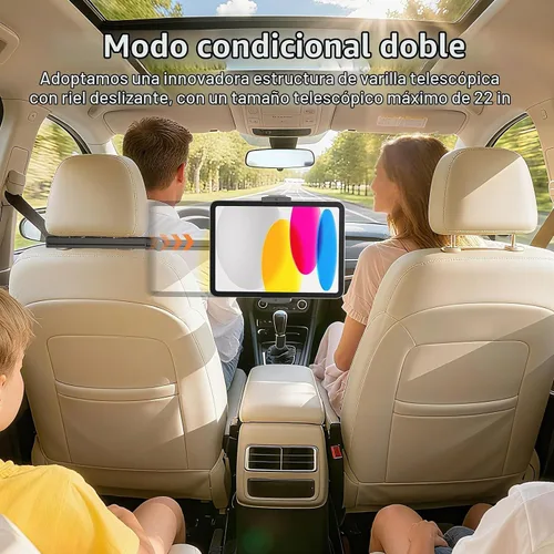 Vista 5 de Soporte universal para tablet para reposacabezas para accesorios de automóvil, hecho de aluminio de grado aeronáutico, soporte universal para tablet