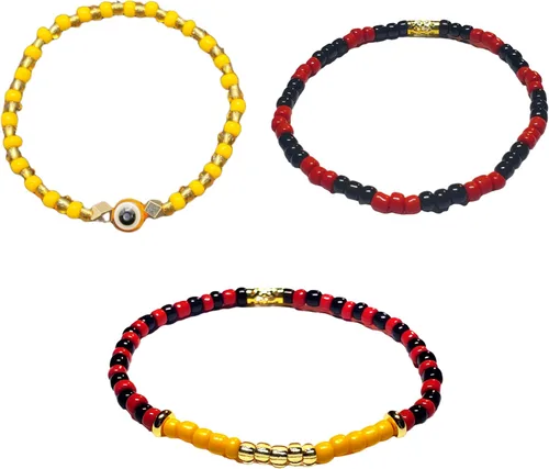 Vista 9 de Juego de 3 pulseras de cuerda elástica de santería de ojo malvado hechas a mano Obatala Oshun Yemaya Orula Elegua Oya Ogun Ochosi Shango Babalu Aye