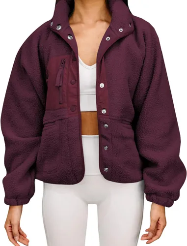 Vista 21 de Aoang Abrigos de invierno para mujer, casual, con solapa, manga larga Verde militar
