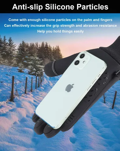 Vista 3 de Guantes de invierno para hombres y mujeres, guantes de pantalla táctil, guantes de correr, guantes de ciclismo, guantes cálidos