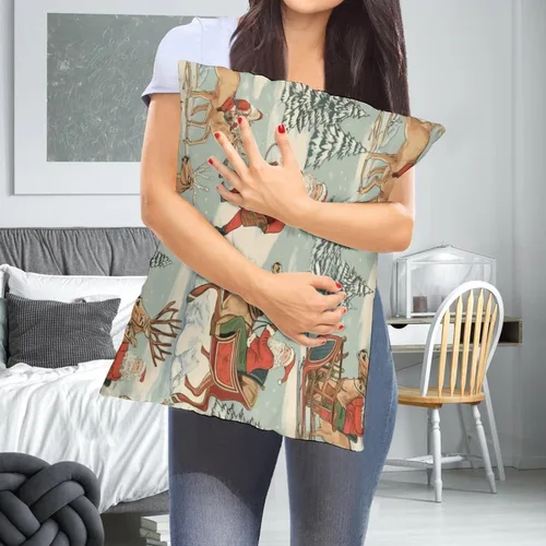 Vista 6 de Fundas de almohada decorativas de invierno, con bastones de caramelo, alce, Papá Noel, paseos en trineo, 12 x 20 pulgadas, con cremallera