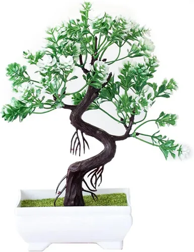 Vista 7 de HASMI Plantas falsas plantas artificiales, plantas de árbol bonsái, flores falsas, adornos en maceta para decoración del hogar, decoración de A-01