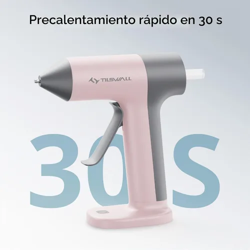 Vista 3 de Tilswall Pistola de pegamento caliente inalámbrica W106 con Rosa