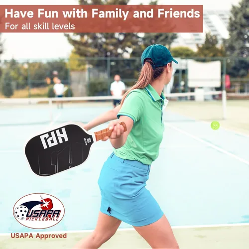 Vista 6 de HUDEF Juego de Paletas de Pickleball USAPA: Núcleo de Panal de Grafito y Fibra de Vidrio, 4 Pelotas para Exteriores, Bolsa de Transporte de Cuero PU