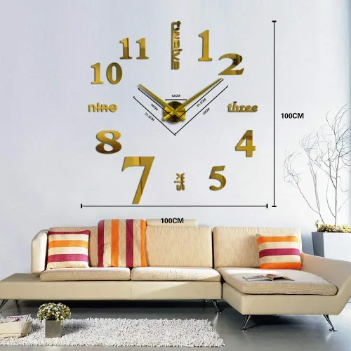 Vista 6 de Reloj de pared 3D DIY, sin marco, grande, 3D, moderno, espejo, calcomanías, decoración para oficina, sala de estar, dormitorio, decoración del hogar