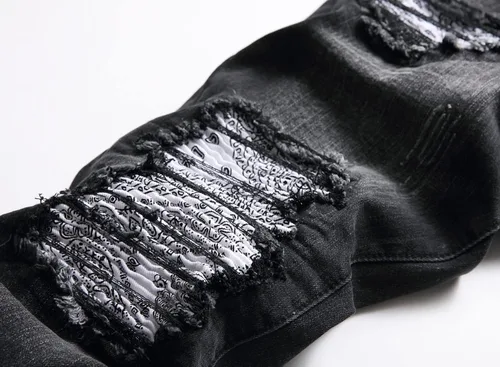 Vista 6 de TMMMT Jeans ajustados de ajuste recto lavado de moda para hombre