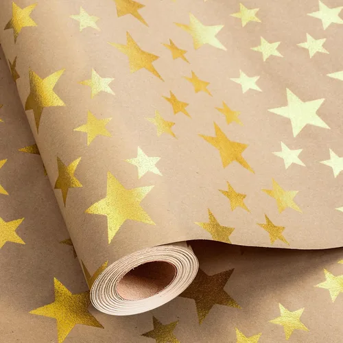 Vista 11 de Flyhill - Rollo de papel kraft de piña en lata - 17 pulgadas X 33 pies - Diseño de papel de regalo con piña 3D en relieve metálico dorado