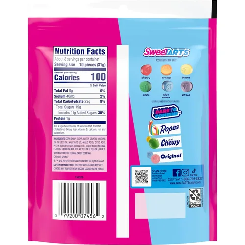 Vista 8 de SweeTarts Gomitas Fruity Splitz, caramelo, dulce y agridulce, bolsa resellable, 9 oz