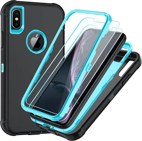Vista 20 de SunStory Funda compatible con iPhone Xs/X con protector de pantalla HD, 3 capas de alta resistencia de cuerpo completo, funda protectora híbrida 3