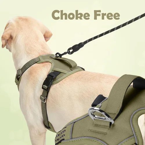 Vista 3 de Funfox Arnés para perro sin tirones, arnés de chaleco ajustable para mascotas, material súper suave con mango vertical, fácil control, paseo