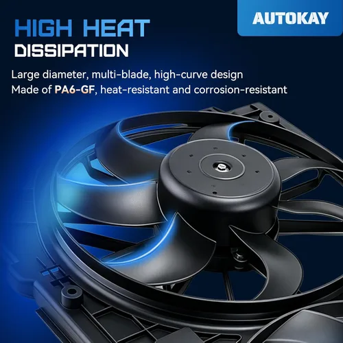 Vista 2 de AUTOKAY Ventilador de refrigeración del radiador, ventilador de condensador del radiador para Volkswagen Jetta Beetle Tiguan Golf para Audi A3 TT