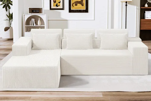 Vista 39 de HABUTWAY Sofá modular modular de 101 pulgadas con asiento profundo, moderno sofá convertible en forma de L, sofá tapizado con diván para sala