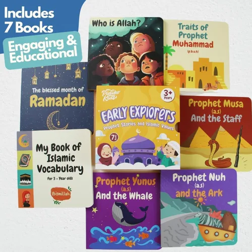 Vista 2 de Pidoko Kids Libros islámicos para niños - Juego de 7 - Historias de profetas, Ramadán, vocabulario islámico y más - para niños de más de 3 años