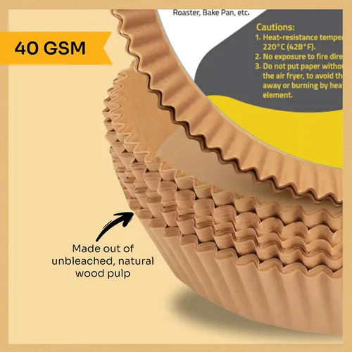 Vista 8 de Mindful Design Forros de Papel para Freidora de Aire, 125 Piezas, Papel Pergamino, Forro Desechable para Freidora de Aire para Microondas, Redondo